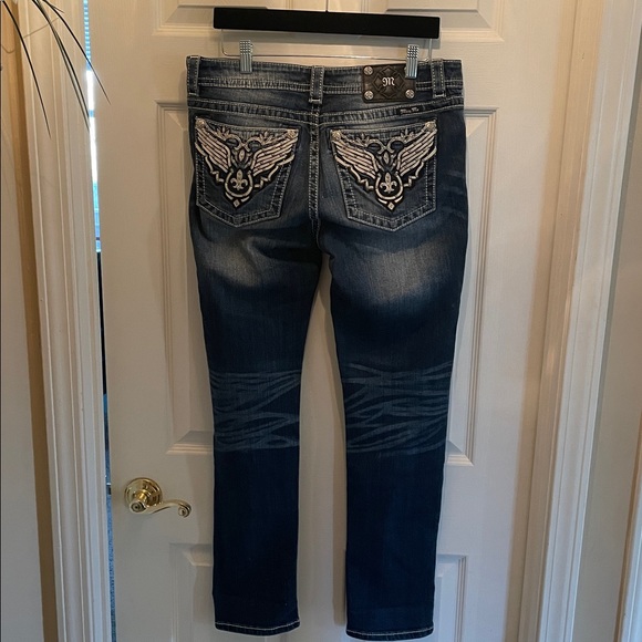 Miss Me Blue Jeans Angel Wings with Silver Embroidery& Rhinestones. - Picture 16 of 16